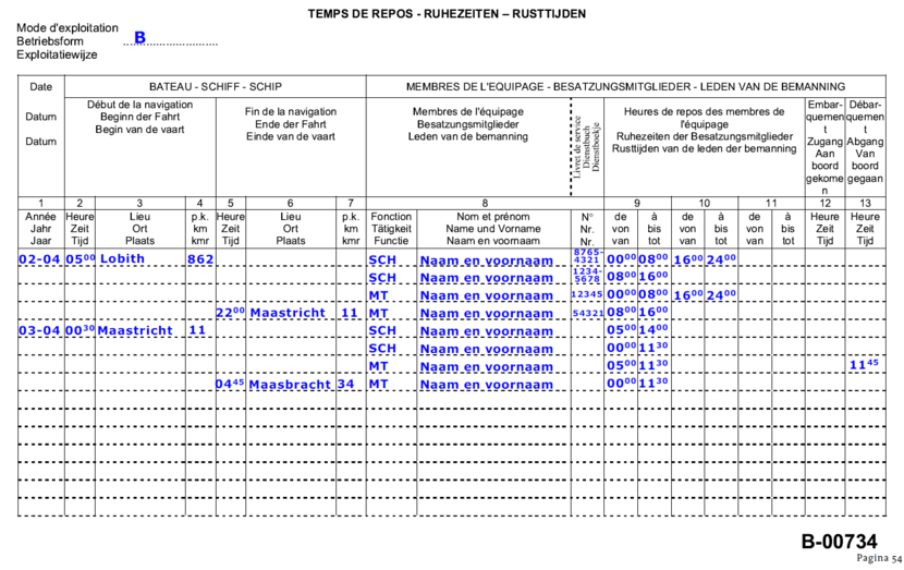 Vaartijdenboek - 1 A wijziging van exploitatiewijze